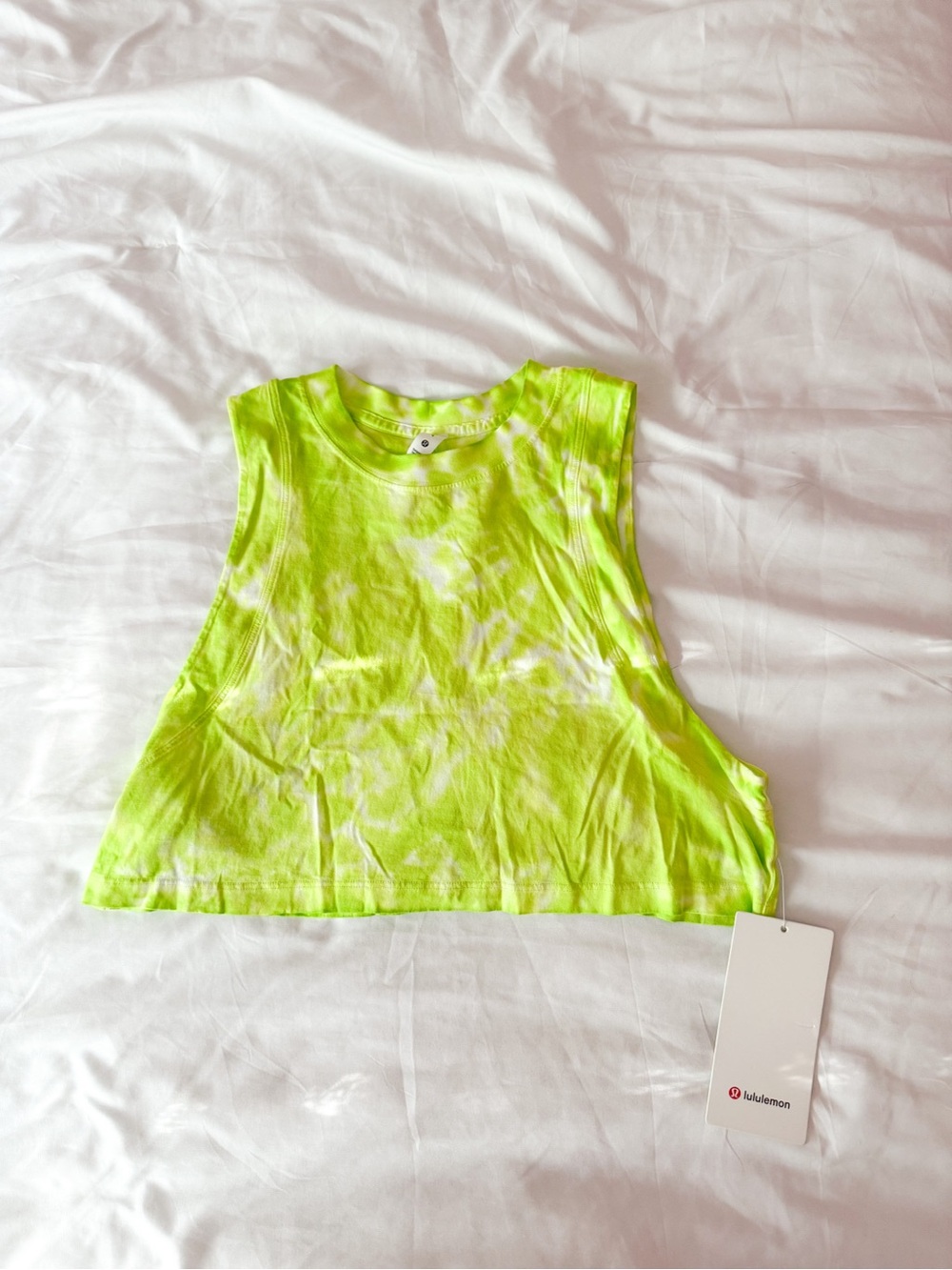 Lululemon Marmoleado Tie Dye Yellow All Yours Cropped Cotton Tank Top Size 4